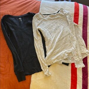 Black and Cream Long Sleeve Tops